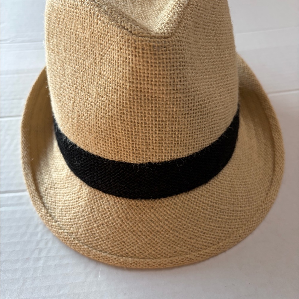 Kenny K 100% linen Stylish Beige Fedora with Black Band size‎ medium